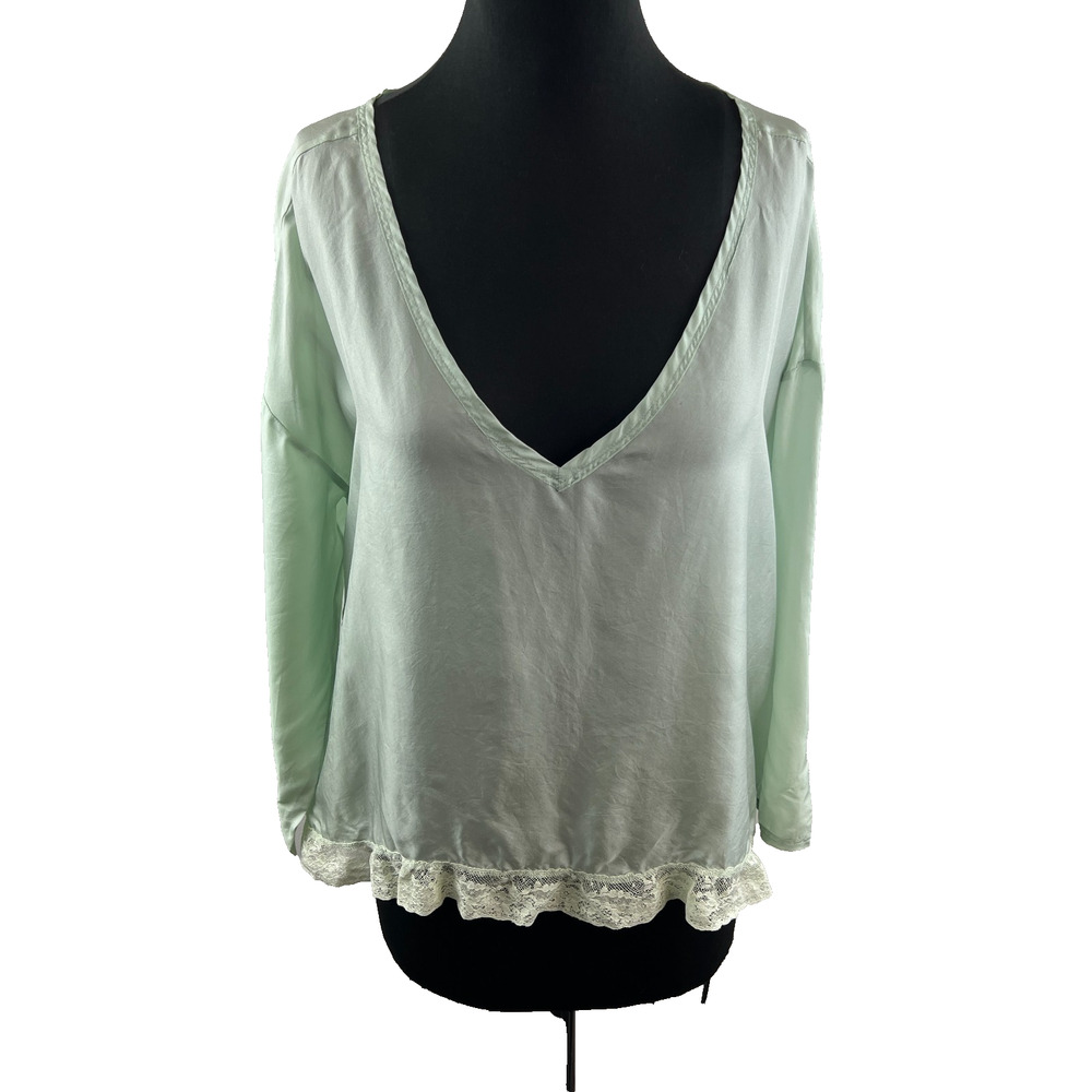 Textile By Elizabeth And James Mint Green BENNY Lace Top Silk S New